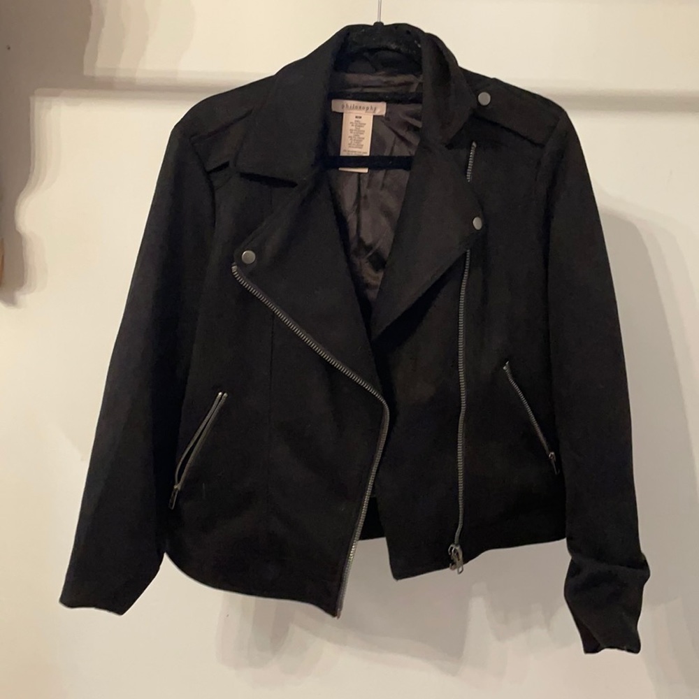 Black faux suede coat